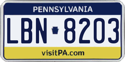PA license plate LBN8203
