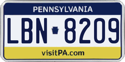PA license plate LBN8209