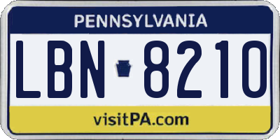 PA license plate LBN8210