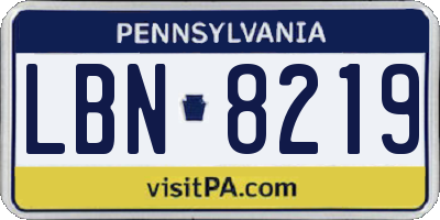 PA license plate LBN8219