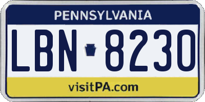 PA license plate LBN8230