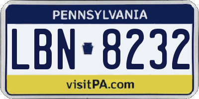 PA license plate LBN8232