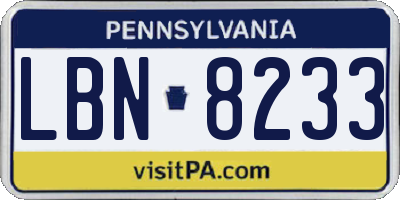 PA license plate LBN8233