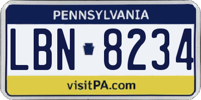 PA license plate LBN8234