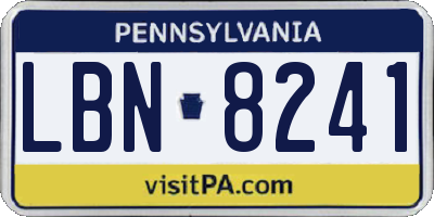 PA license plate LBN8241