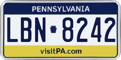 PA license plate LBN8242