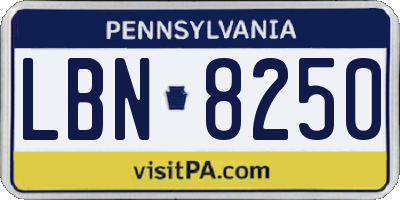 PA license plate LBN8250