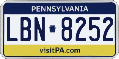 PA license plate LBN8252