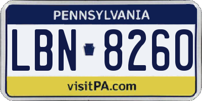 PA license plate LBN8260