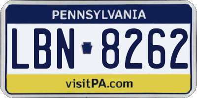 PA license plate LBN8262