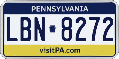 PA license plate LBN8272