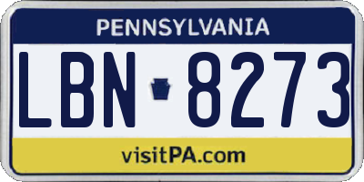 PA license plate LBN8273