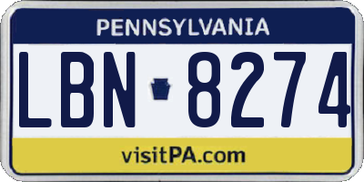 PA license plate LBN8274