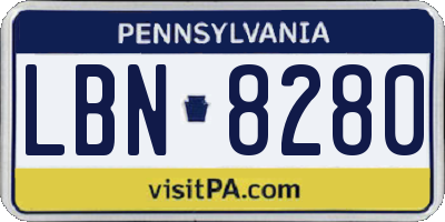 PA license plate LBN8280