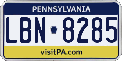 PA license plate LBN8285