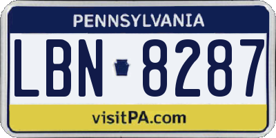 PA license plate LBN8287