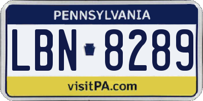 PA license plate LBN8289