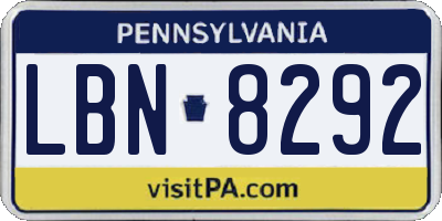 PA license plate LBN8292