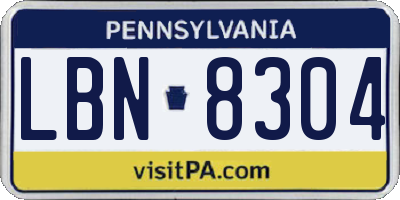 PA license plate LBN8304