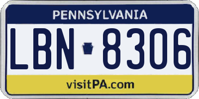 PA license plate LBN8306