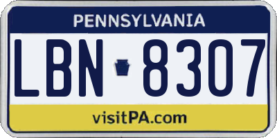PA license plate LBN8307
