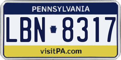 PA license plate LBN8317