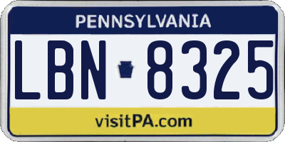 PA license plate LBN8325