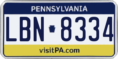 PA license plate LBN8334
