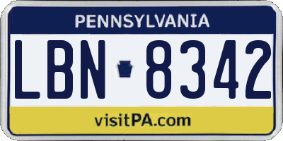 PA license plate LBN8342