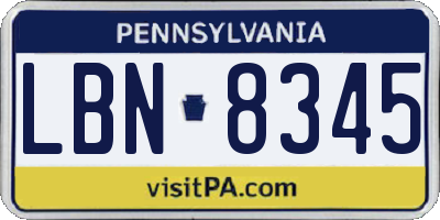 PA license plate LBN8345