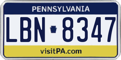 PA license plate LBN8347