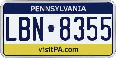 PA license plate LBN8355