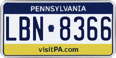 PA license plate LBN8366