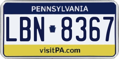 PA license plate LBN8367