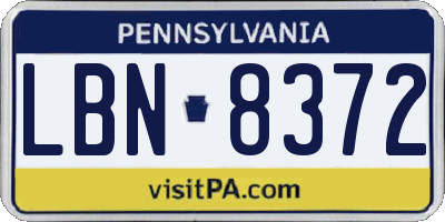 PA license plate LBN8372