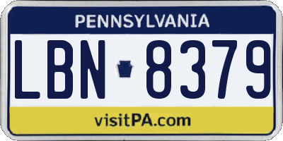 PA license plate LBN8379
