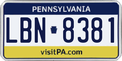 PA license plate LBN8381