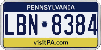 PA license plate LBN8384