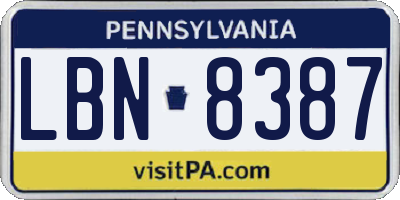 PA license plate LBN8387