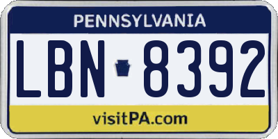 PA license plate LBN8392