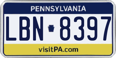 PA license plate LBN8397