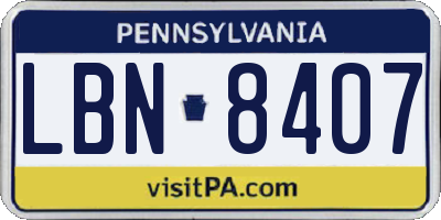 PA license plate LBN8407