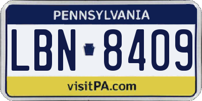 PA license plate LBN8409