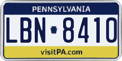 PA license plate LBN8410