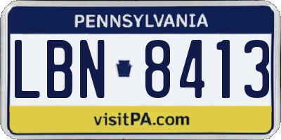 PA license plate LBN8413