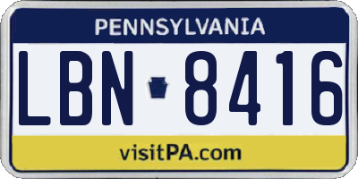 PA license plate LBN8416
