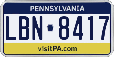 PA license plate LBN8417