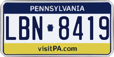 PA license plate LBN8419
