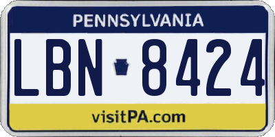 PA license plate LBN8424