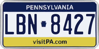 PA license plate LBN8427